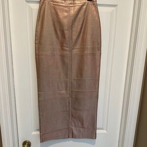 Nikki Lund Faux leather Rose Gold skirt NWT